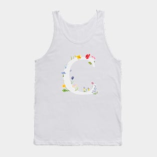 botanical monogram alphabet C wildflowers Tank Top